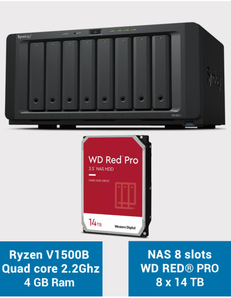 Synology DS1821+ 8-bay NAS Server WD RED PRO 112TB (8x14TB)