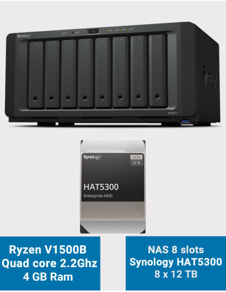 Synology DS1821+ 8-bay NAS Server HAT5300 96TB (8x12TB)