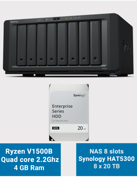 Synology DS1821+ Servidor NAS de 8 bahías HAT5300 160TB (8x20TB)