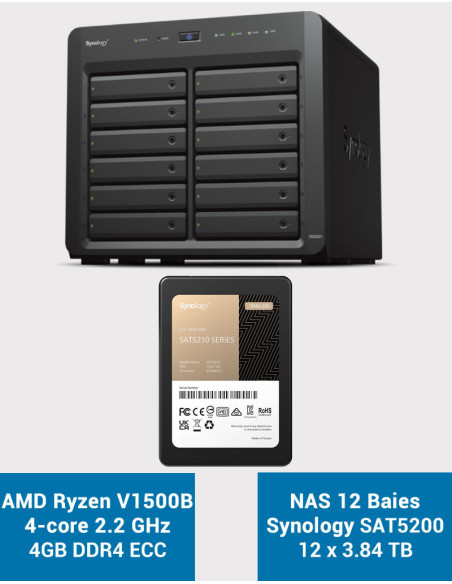 Synology DS2422+ 12-Bay NAS Server SAT5210 46.08TB (12x3840GB)