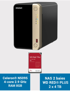 QNAP TS-264 8GB Servidor NAS 2 bahías WD RED PLUS 8TB (2x4TB)