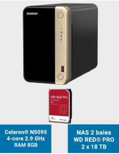 QNAP TS-264 8GB NAS Server 2 bays WD RED PLUS 36TB (2x18TB)