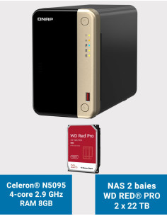 QNAP TS-264 8GB NAS Server 2 bays WD RED PLUS 44TB (2x22TB)