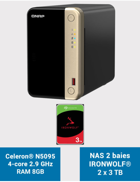QNAP TS-264 8GB NAS Server 2 bays IRONWOLF 6TB (2x3TB)