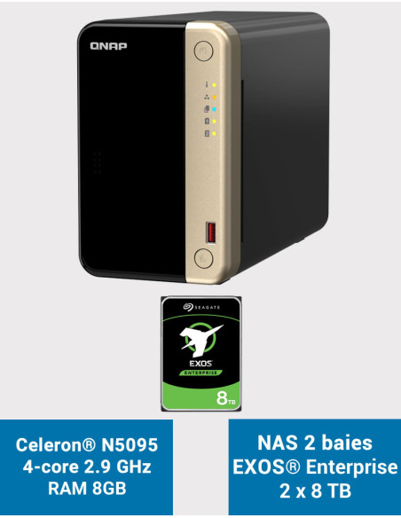 QNAP TS-264 8GB NAS Server 2 bays EXOS Enterprise 16TB (2x8TB)