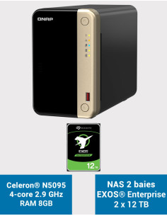 QNAP TS-264 8GB Servidor NAS 2 bahías EXOS Enterprise 24TB (2x12TB)