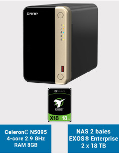QNAP TS-264 8GB Servidor NAS 2 bahías EXOS Enterprise 36TB (2x18TB)