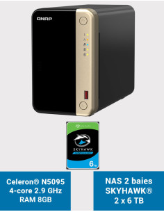 QNAP TS-264 8GB NAS Server 2 bays SKYHAWK 12TB (2x6TB)