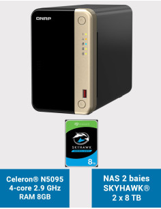 QNAP TS-264 8GB NAS Server 2 bays SKYHAWK 16TB (2x8TB)