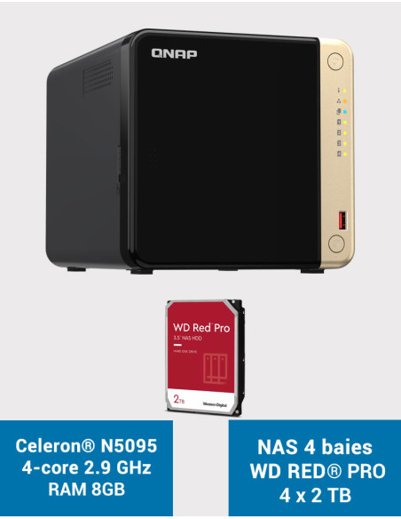 QNAP TS-464 8GB NAS Server 4 bays WD RED PRO 8TB (4x2TB)