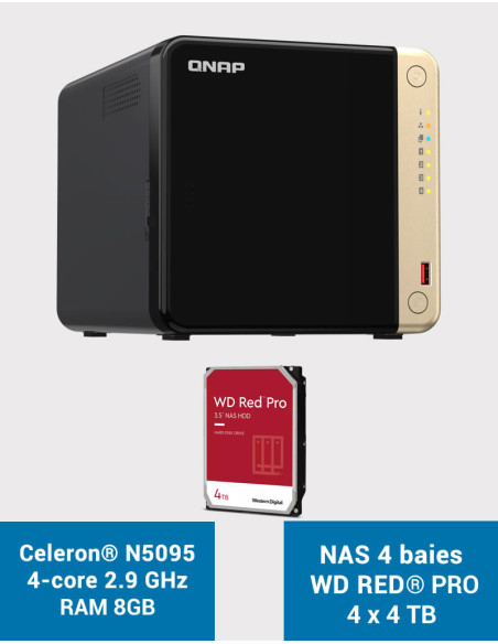 QNAP TS-464 8GB NAS Server 4 bays WD RED PRO 16TB (4x4TB)