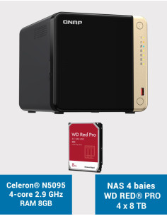QNAP TS-464 8GB Serveur NAS 4 baies WD RED PRO 32To (4x8To)