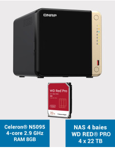 QNAP TS-464 8GB Servidor NAS 4 bahías WD RED PRO 88TB (4x22TB)
