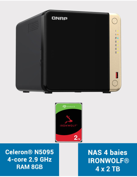 QNAP TS-464 8GB NAS Server 4 bays IRONWOLF 8TB (4x2TB)