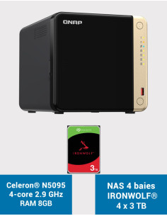 QNAP TS-464 8GB Serveur NAS 4 baies IRONWOLF 12To (4x3To)