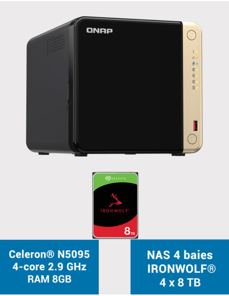 QNAP TS-464 8GB NAS Server 4 bays IRONWOLF 32TB (4x8TB)