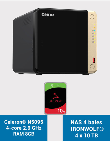 QNAP TS-464 8GB NAS Server 4 bays IRONWOLF 40TB (4x10TB)