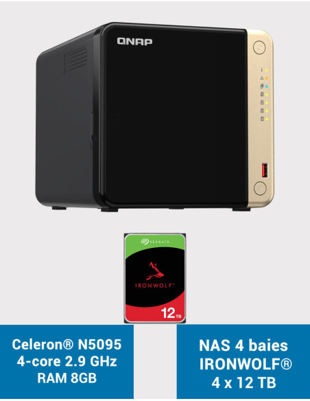 QNAP TS-464 8GB NAS Server 4 bays IRONWOLF 48TB (4x12TB)