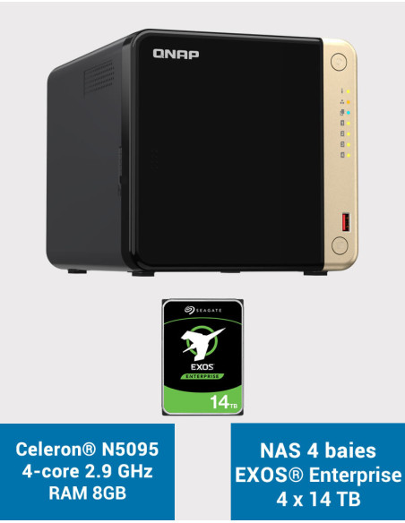 QNAP TS-464 8GB NAS Server 4 bays EXOS Enterprise 56TB (4x14TB)