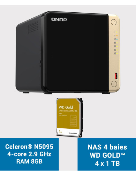 QNAP TS-464 8GB NAS Server 4 bays WD GOLD 4TB (4x1TB)
