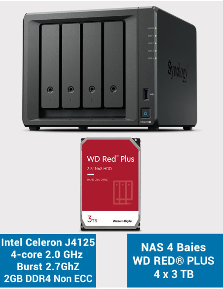 Synology DS423+ 2GB Servidor NAS WD RED PLUS 12TB (4x3TB)