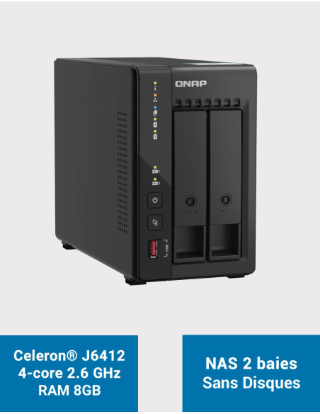 QNAP TS-253E 8GB NAS Server 2 bays (Diskless)