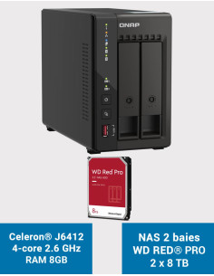 QNAP TS-253E 8GB NAS Server 2 bays WD RED PRO 16TB (2x8TB)