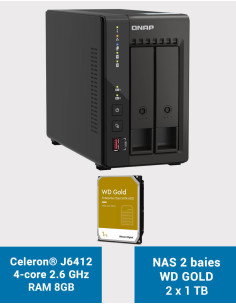 QNAP TS-253E 8GB NAS Server 2 bays WD GOLD 2TB (2x1TB)
