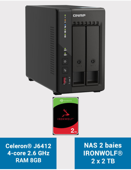QNAP TS-253E 8GB NAS Server 2 bays IRONWOLF 4TB (2x2TB)