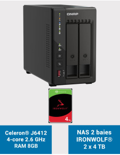 QNAP TS-253E 8GB NAS Server 2 bays IRONWOLF 8TB (2x4TB)