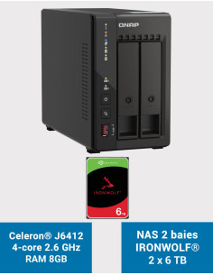 QNAP TS-253E 8GB NAS Server 2 bays IRONWOLF 12TB (2x6TB)
