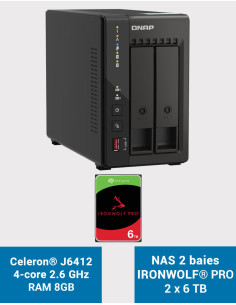 QNAP TS-253E 8GB NAS Server 2 bays IRONWOLF PRO 12TB (2x6TB)