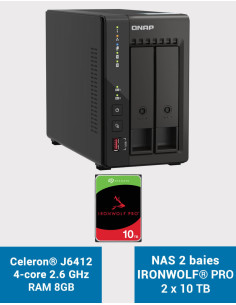QNAP TS-253E 8GB NAS Server 2 bays IRONWOLF PRO 20TB (2x10TB)