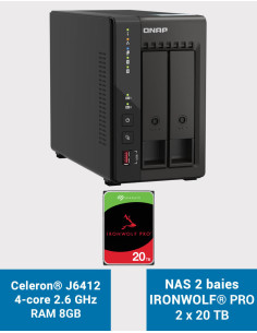 QNAP TS-253E 8GB Servidor NAS 2 bahías IRONWOLF PRO 40TB (2x20TB)