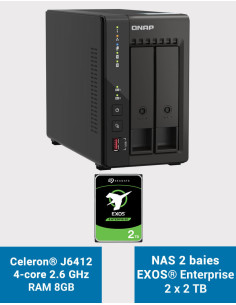 QNAP TS-253E 8GB NAS Server 2 bays EXOS Enterprise 4TB (2x2TB)