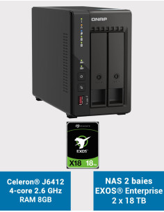 QNAP TS-253E 8GB NAS Server 2 bays EXOS Enterprise 36TB (2x18TB)