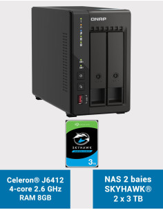 QNAP TS-253E 8GB NAS Server 2 bays SKYHAWK 6TB (2x3TB)