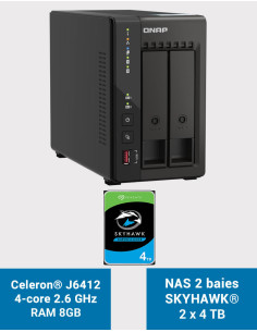 QNAP TS-253E 8GB NAS Server 2 bays SKYHAWK 8TB (2x4TB)