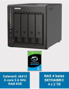 QNAP TS-453E 8GB NAS Server 4 bays SKYHAWK 8TB (4x2TB)