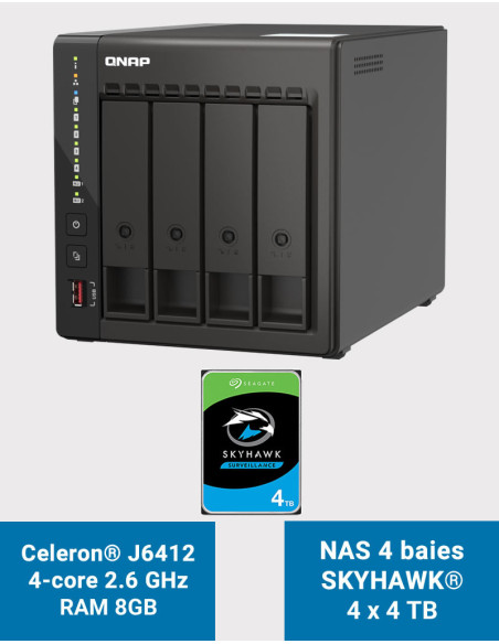 QNAP TS-453E 8GB NAS Server 4 bays SKYHAWK 16TB (4x4TB)