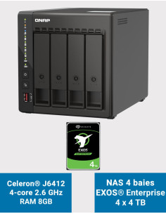 QNAP TS-453E 8GB NAS Server 4 bays EXOS Enterprise 16TB (4x4TB)