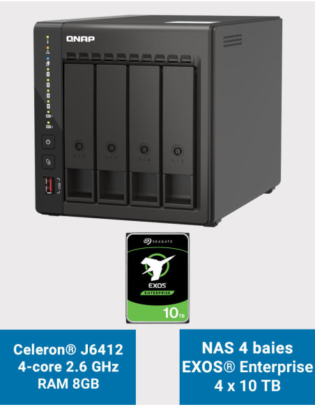 QNAP TS-453E 8GB NAS Server 4 bays EXOS Enterprise 40TB (4x10TB)