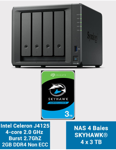 Synology DS423+ 2GB NAS Server SKYHAWK 12TB (4x3TB)