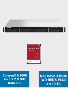 QNAP TS-464U 8GB 1U Rack 4-Bay NAS Server WD RED PLUS 40TB (4x10TB)