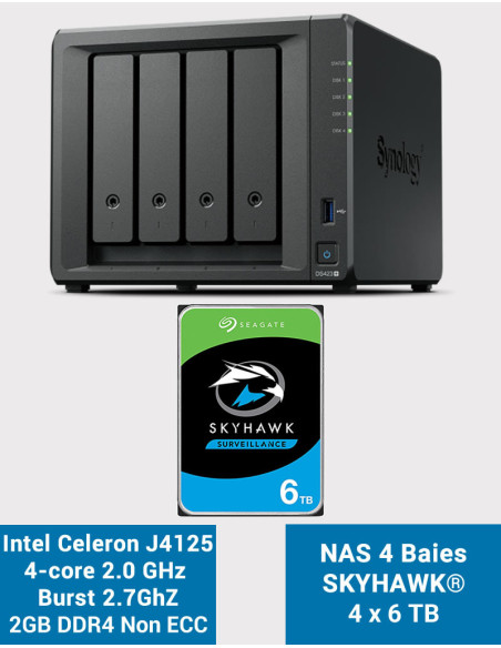 Synology DS423+ 2GB NAS Server SKYHAWK 24TB (4x6TB)