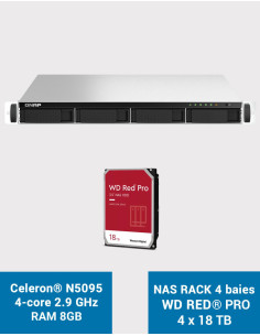 QNAP TS-464U 8GB 1U Rack 4-Bay NAS Server WD RED PRO 72TB (4x18TB)