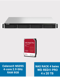 QNAP TS-464U 8GB Serveur NAS Rack 1U 4 baies WD RED PRO 80To (4x20To)
