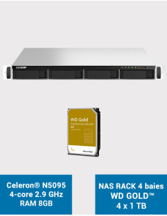 QNAP TS-464U 8GB 1U Rack 4-Bay NAS Server WD GOLD 4TB (4x1TB)