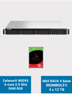 QNAP TS-464U 8GB Serveur NAS Rack 1U 4 baies IRONWOLF 48To (4x12To)