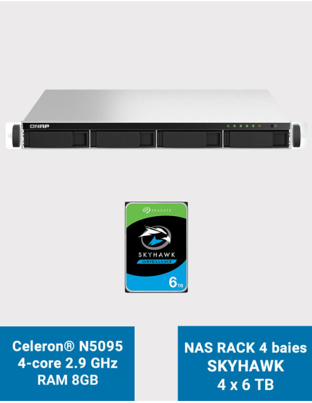 QNAP TS-464U 8GB 1U Rack 4-Bay NAS Server SKYHAWK 24TB (4x6TB)